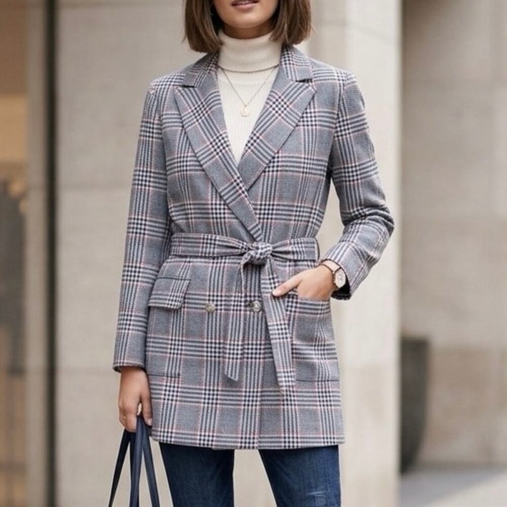 Nygard Plaid Longline Double Breasted Long Jacket Medium